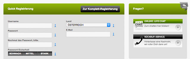 Mit nur wenigen Klicks anmelden!