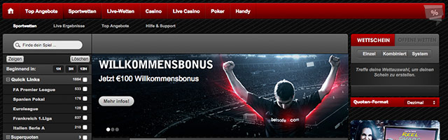Das Sportwettenangebot bei betsafe
