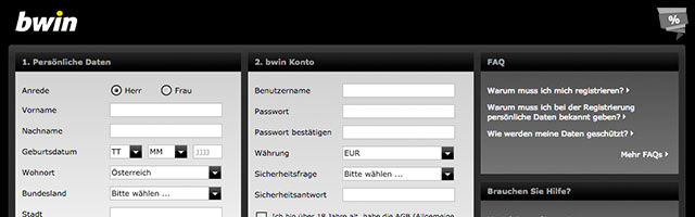 Registrierungsformular ausfüllen und Bonus aktivieren